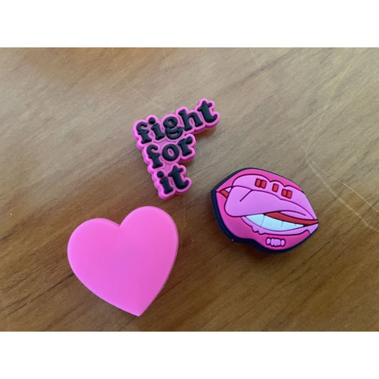 3x pink shoe charms - 2 - shoe accessories clogs - shoe accessories - shoe charms fashion accessories
