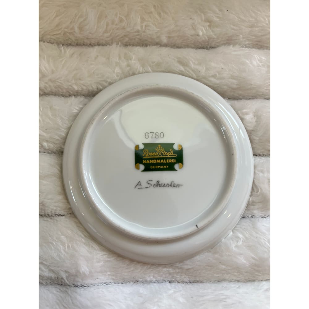 Vintage rosenthal handmalerei gold rim butter pat plate painted by a. Schuster - decorative plates condition: used
