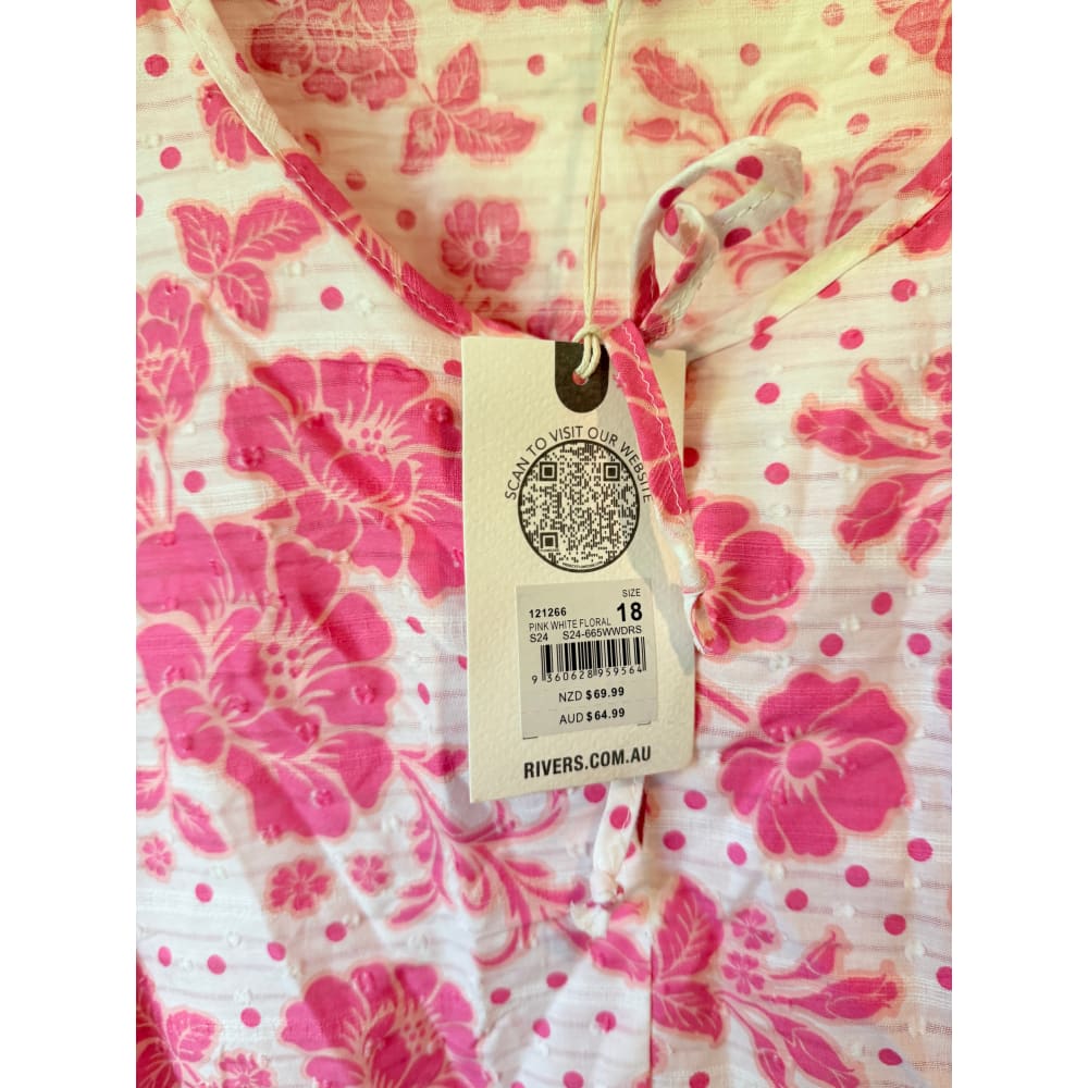 Rivers size 18 pink floral print 100% cotton tunic dress - dresses top womenās apparel