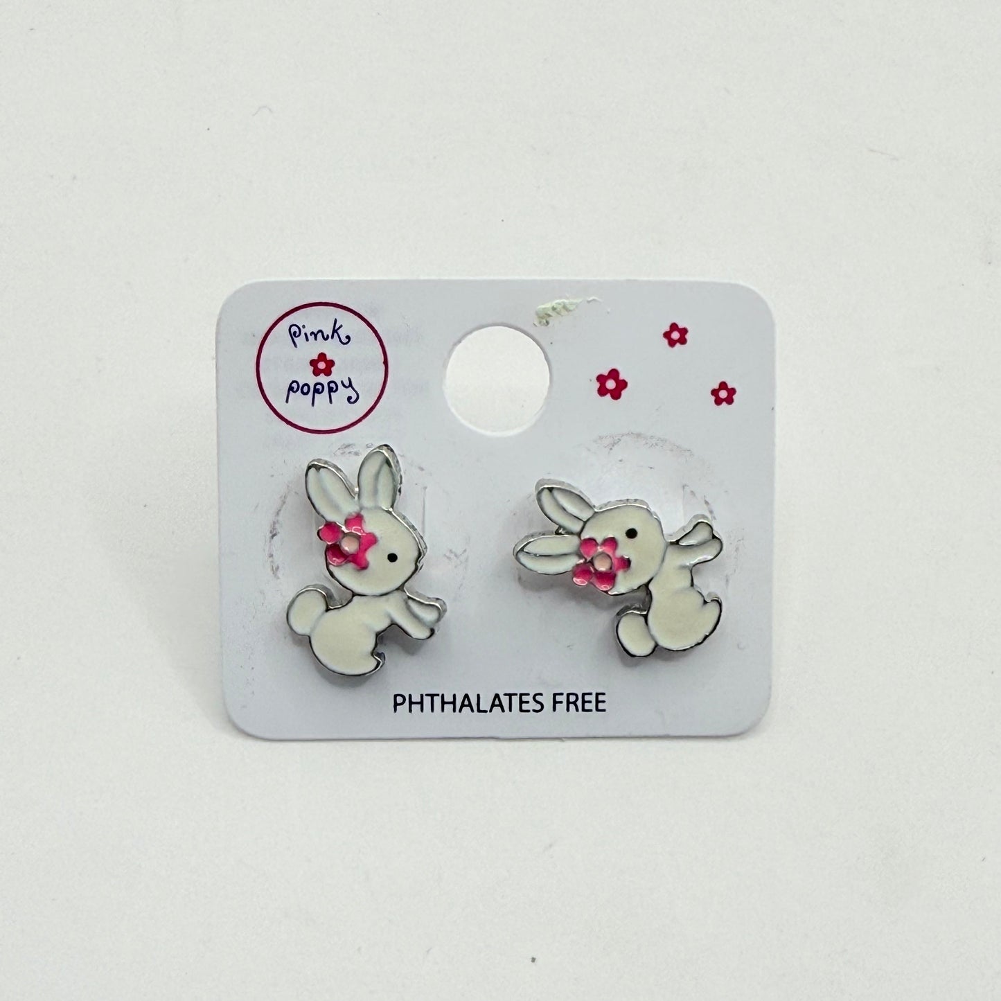 Pink poppy girl’s earrings - bunny style 1 - earrings baby accessories children’s apparel