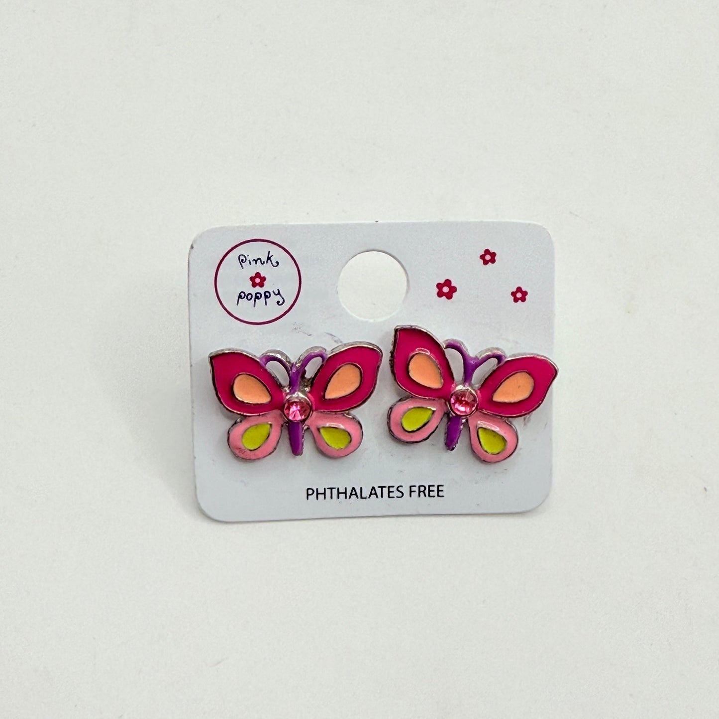 Pink poppy girl’s earrings - butterfly style 1 - earrings baby accessories children’s apparel