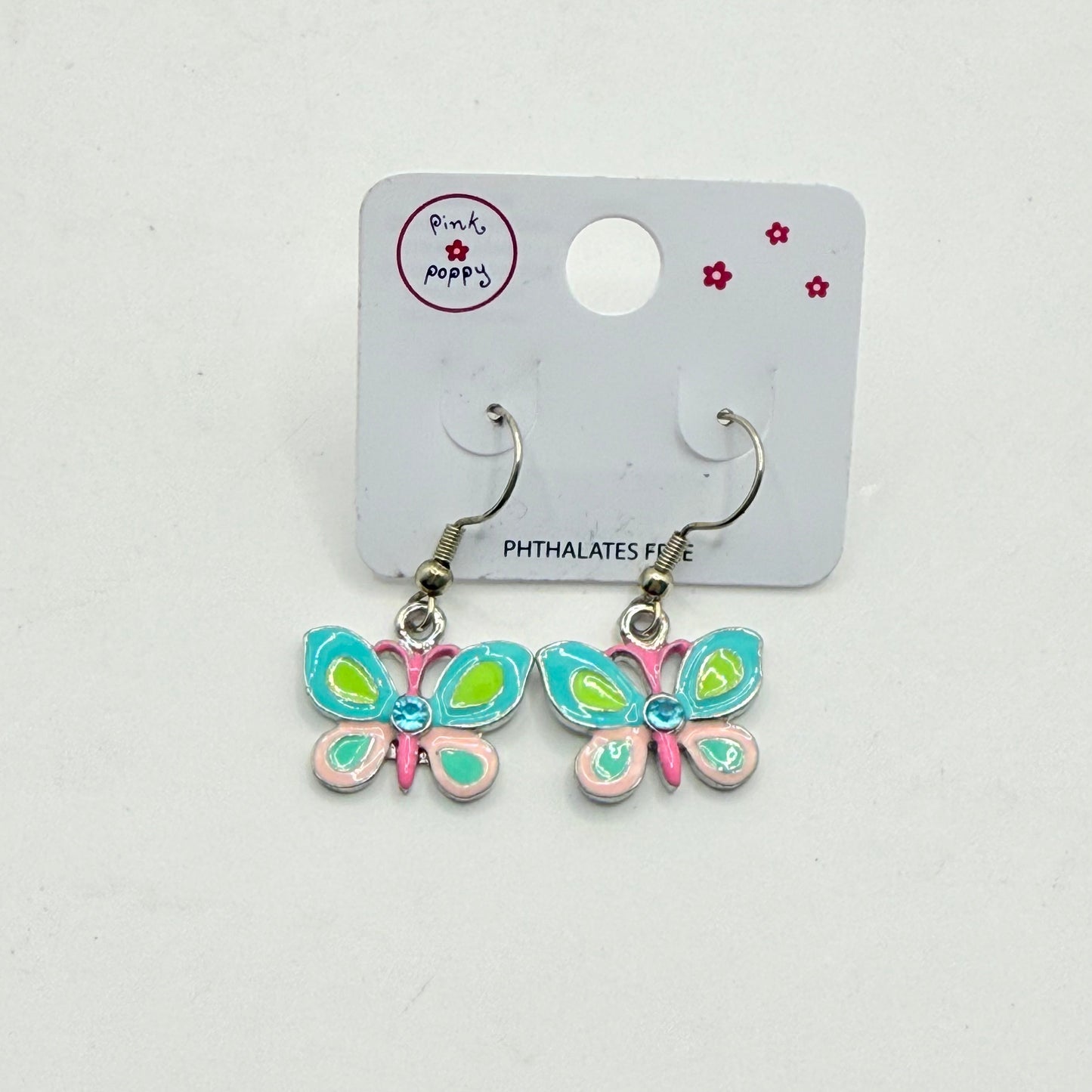 Pink poppy girl’s earrings - butterfly style 2 - earrings baby accessories children’s apparel