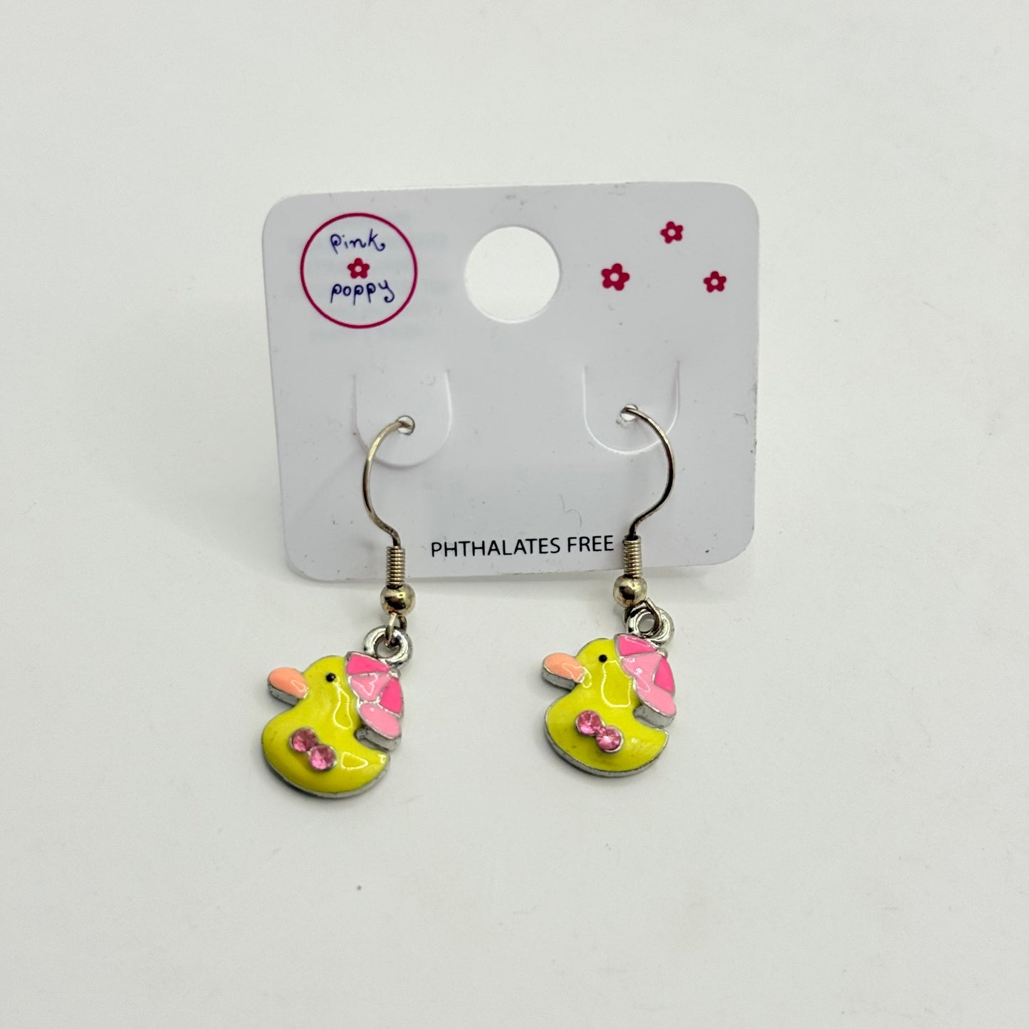Pink poppy girl’s earrings - duck style 4 - earrings baby accessories children’s apparel