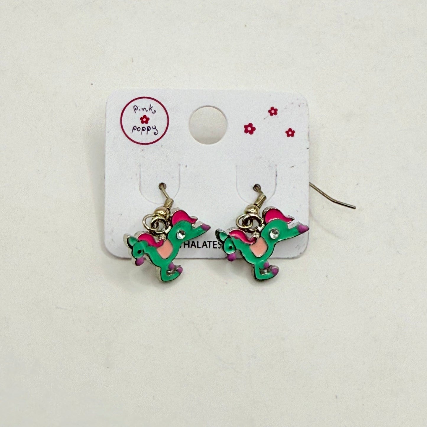 Pink poppy girl’s earrings - horse style 1 - earrings baby accessories children’s apparel