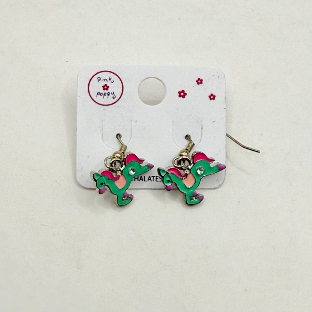 Pink poppy girl’s earrings - horse style 1 - earrings baby accessories children’s apparel