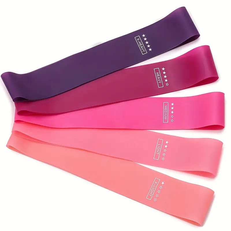 Set of 5x resistance bands - exercise bands & loops health and wellness