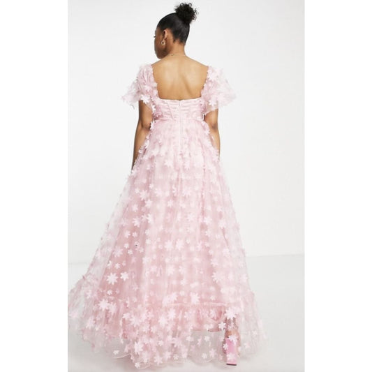Maya maxi size 6 3d flower corset maxi dress in pink - dresses clothing & fashion - dresses women’s apparel