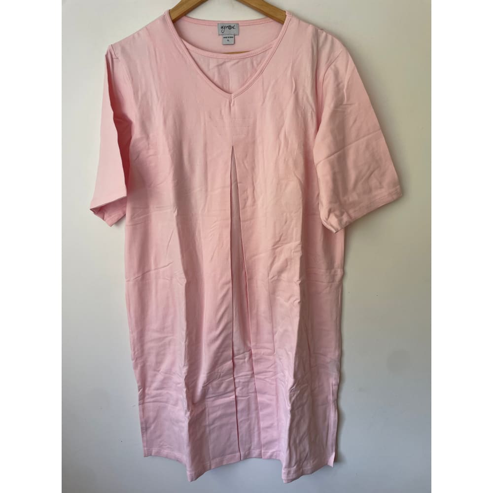 Ugrow pink maternity nightgown with front slit access – soft comfy & breastfeeding-friendly - maternity sleepwear