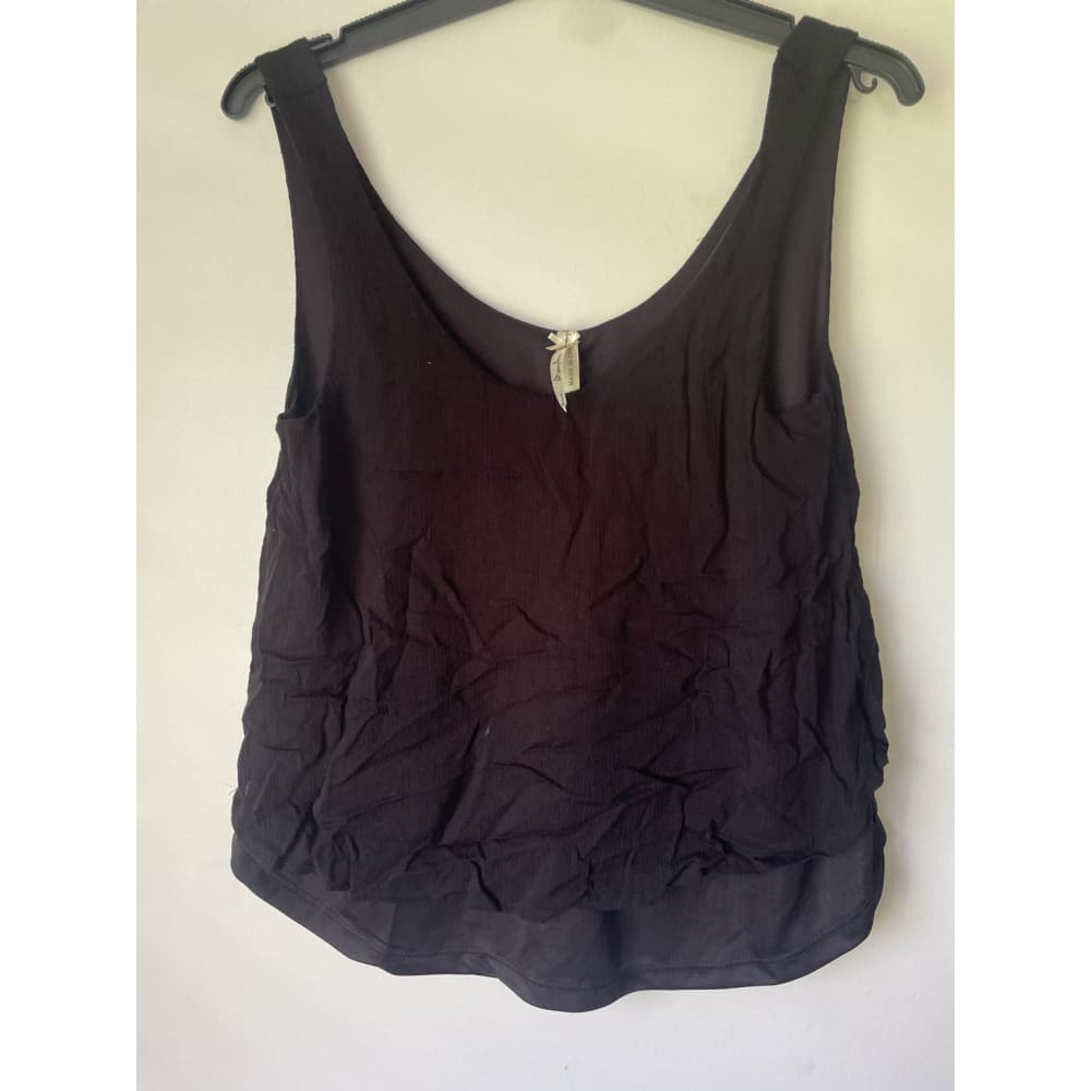 Cherrylane size 8 double layer viscose top - black - tank tops clothing & fashion - sleeveless - top womenās apparel