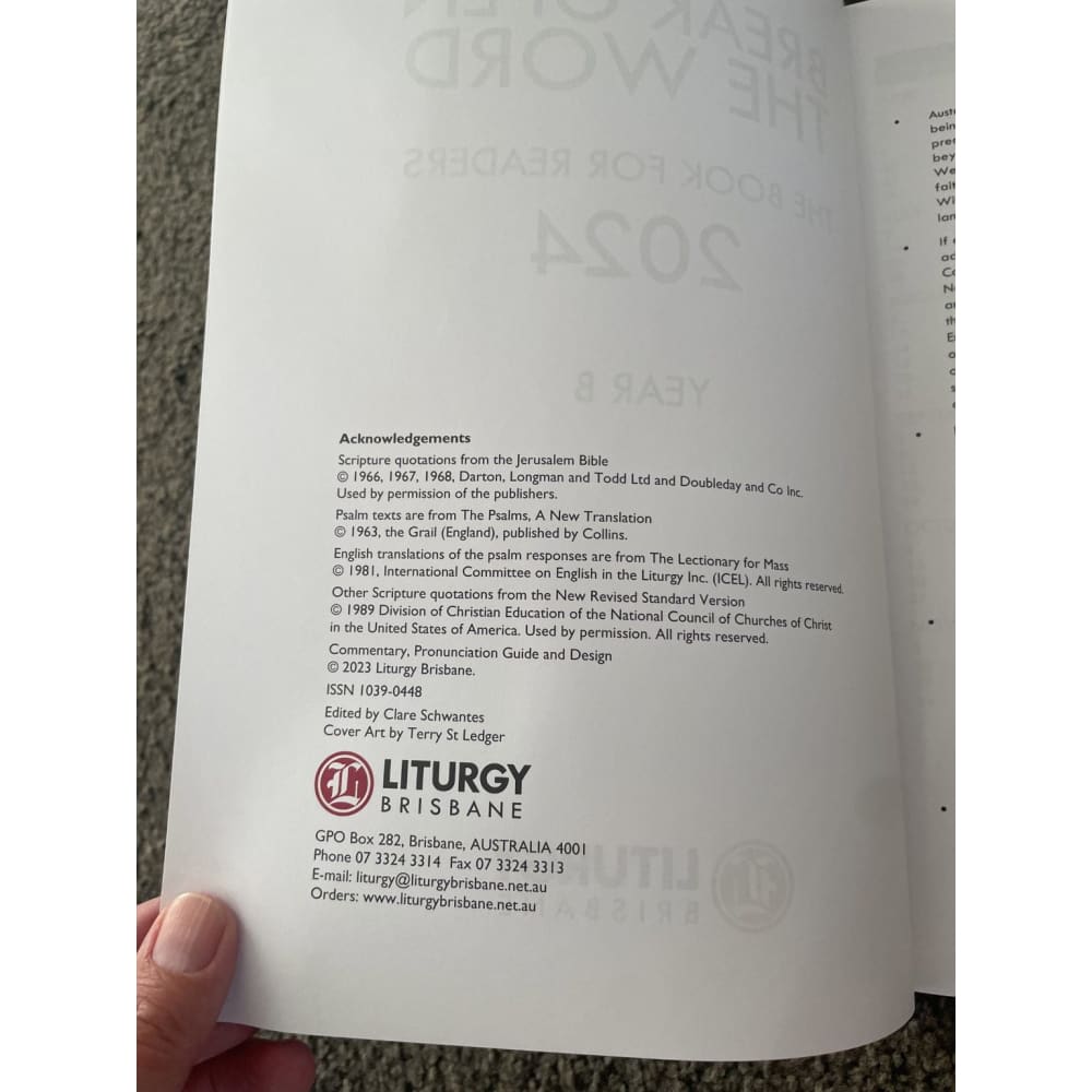 Break open the word - 2024 book for readers - liturgy brisbane - print books book - christian studies - condition: used