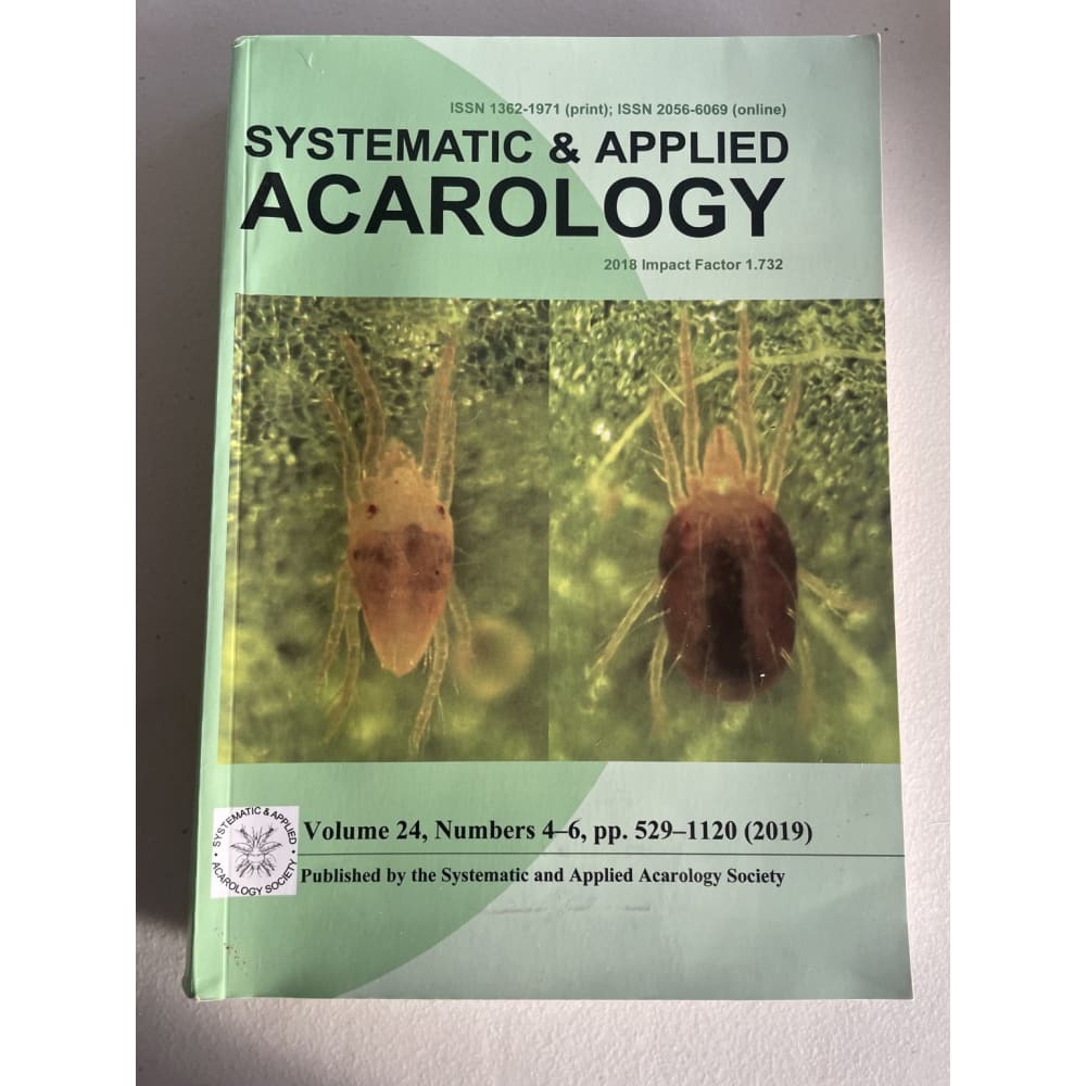 Systematic & applied acarology vol 24 2019 - print books book - condition: used - science printed media