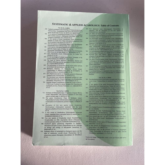 Systematic & applied acarology vol 24 2019 - print books book - condition: used - science printed media