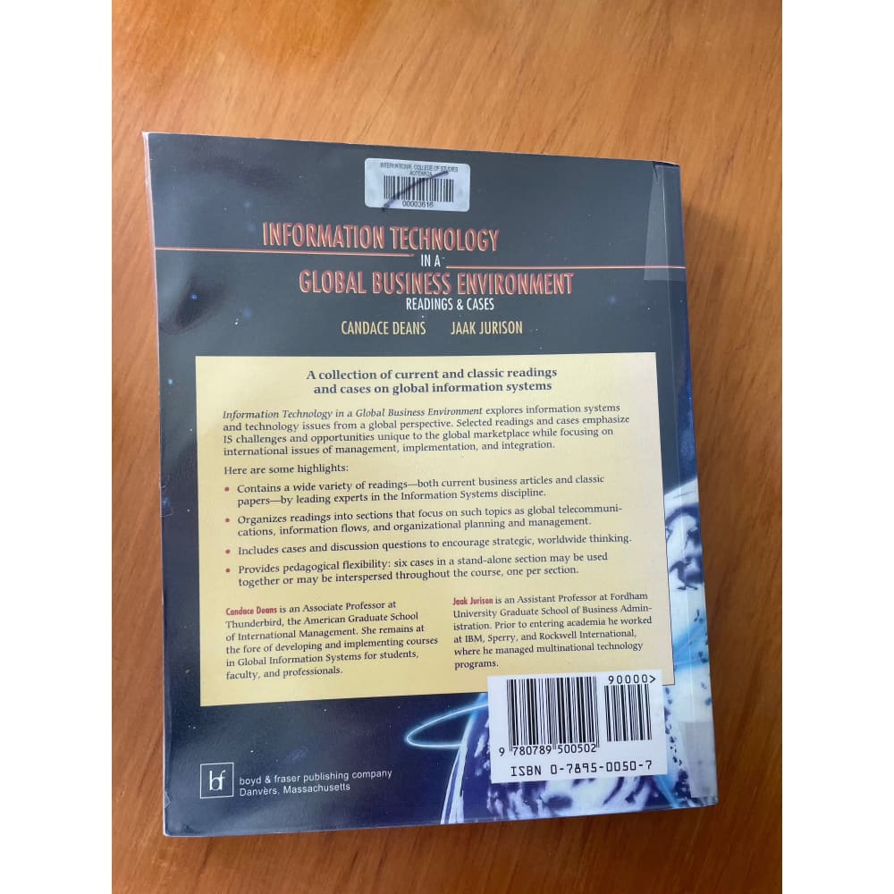 Information technology in a global business environment - print books book - condition: used - technology printed media