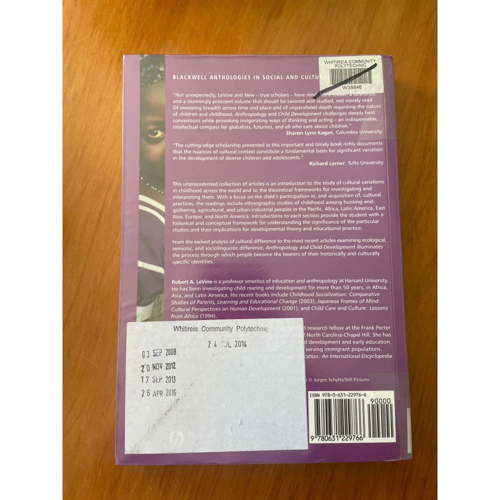 Anthropology and child development: a cross-cultural reader - print books academic - anthropology - book - condition:
