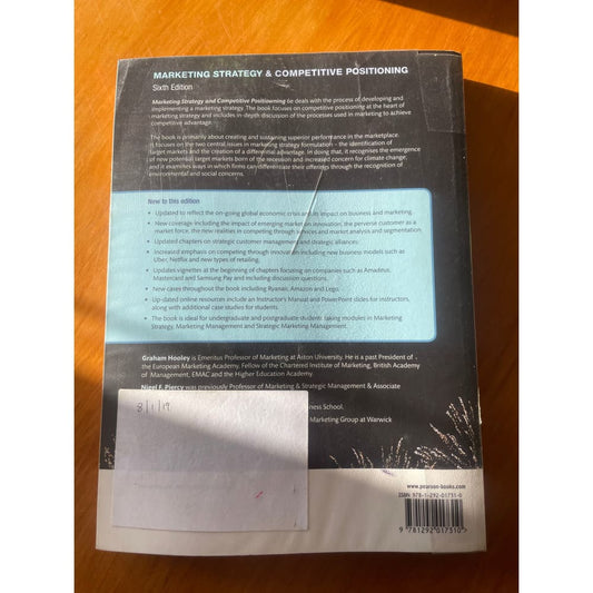 Marketing strategy & competitive positioning: sixth edition - print books book - business - condition: used - marketing