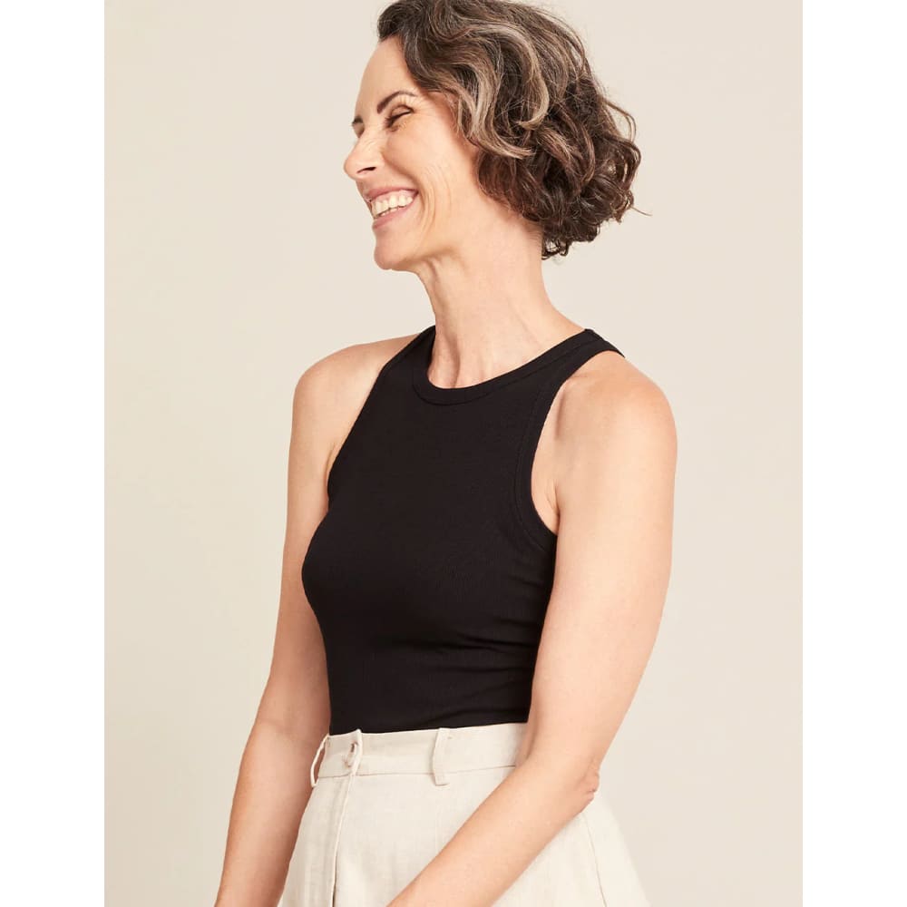 Boody size s women’s ribbed racerback tank black - tank tops top women’s apparel
