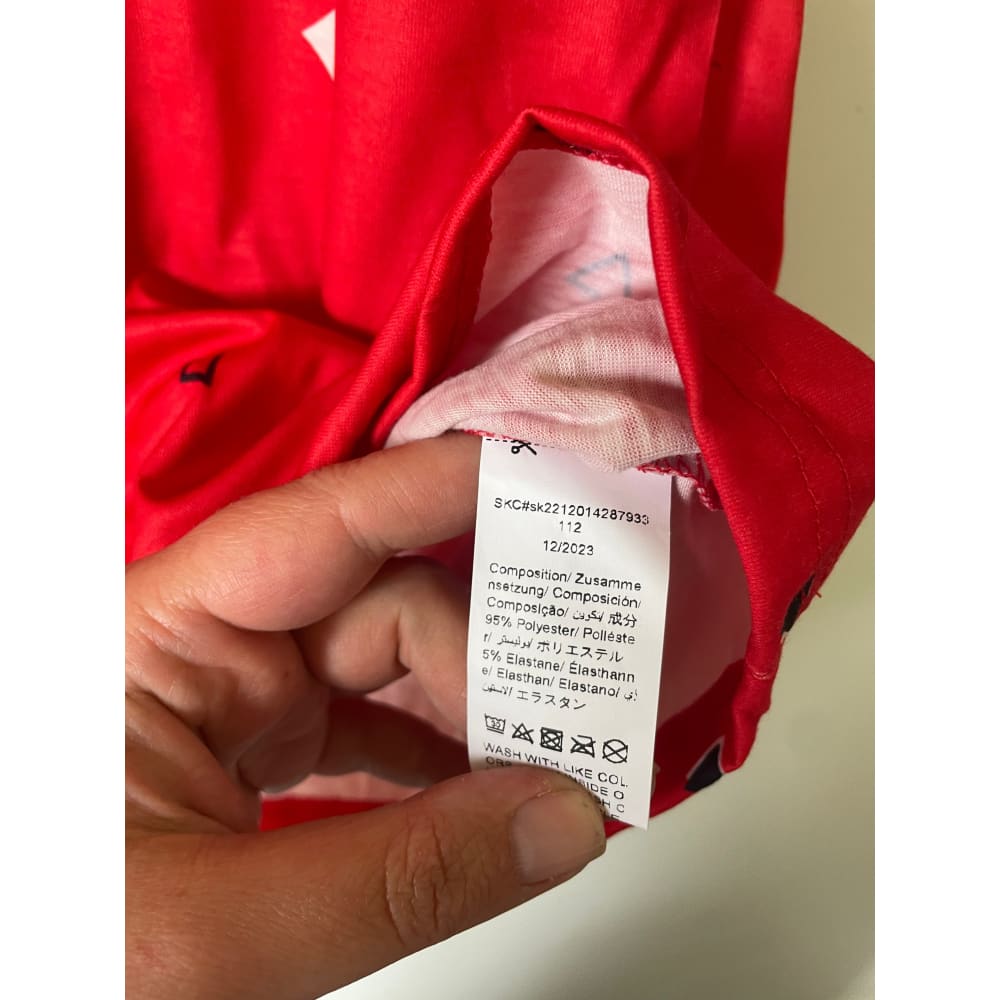 Shein size 13-14y red polo shirt with triangular print and contrast collar - clothing tops baby clothing - clothing &