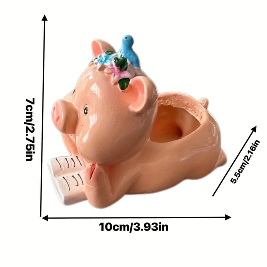 Reading piglet mini resin planter - planters home&living materials