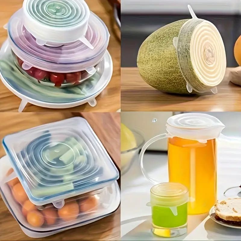 Reuseable silicone stretch lids, - food container covers home&living materials