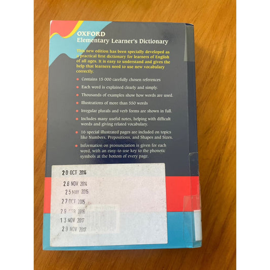Oxford elementary learner’s dictionary - print books book - condition: used - language - reference printed media