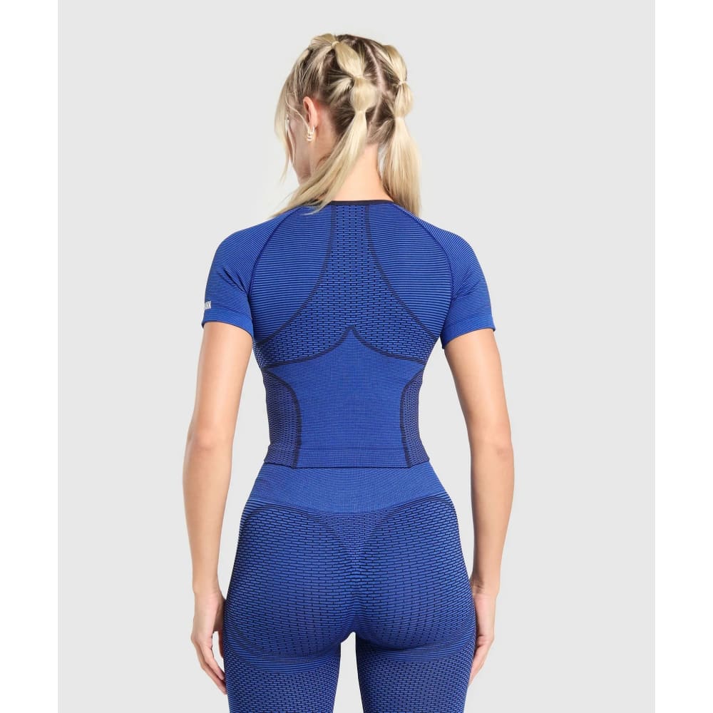 Gymshark size m sport seamless midi top blue - activewear tops special categories women’s apparel