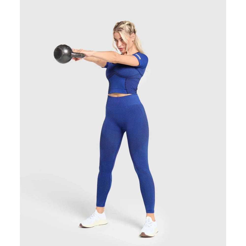 Gymshark size m sport seamless midi top blue - activewear tops special categories women’s apparel