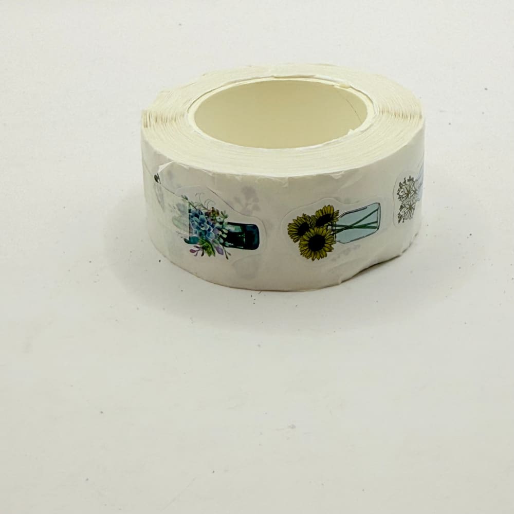 Roll of floral jar stickers - decorative stickers crafts