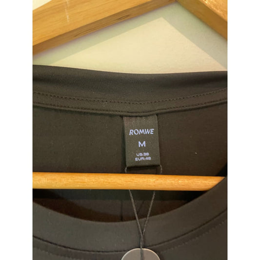 Romwe black printed tee size m - t-shirts clothing & fashion - men - t-shirt - tops men’s apparel