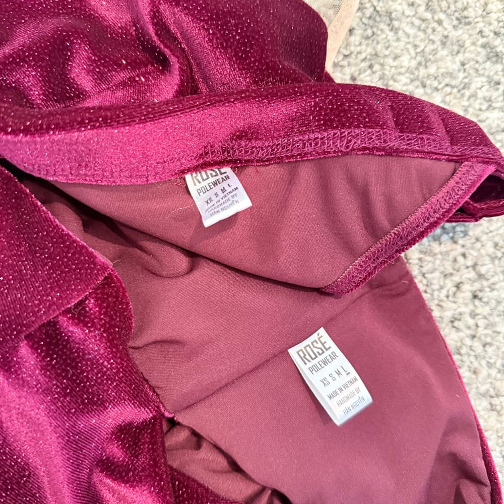Rose polewear shimmering velvet two-piece set - size m top / size l bottom - activewear special categories womenâs