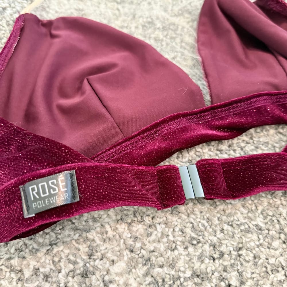 Rose polewear shimmering velvet two-piece set - size m top / size l bottom - activewear special categories womenâs