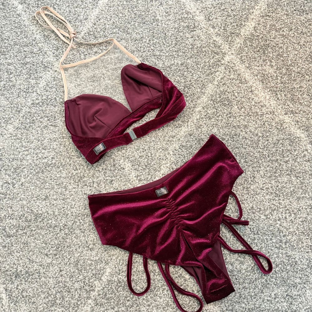 Rose polewear shimmering velvet two-piece set - size m top / size l bottom - activewear special categories womenâs