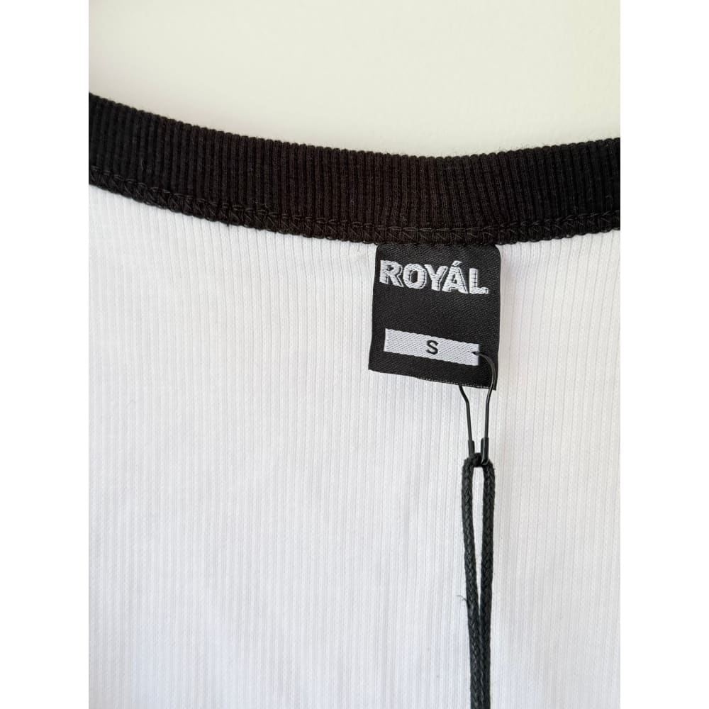 Royál size s white ribbed tank top with black trim rrp $24.99 - tank tops top women’s apparel