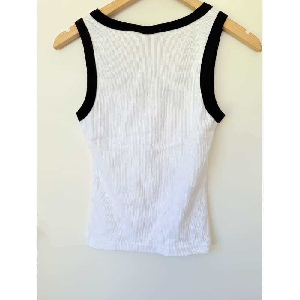 Royál size s white ribbed tank top with black trim rrp $24.99 - tank tops top women’s apparel