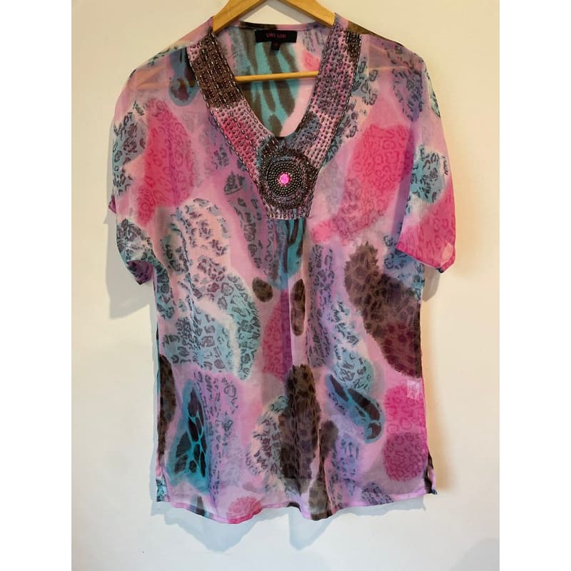 Saint lori size 10 kaftan / beach cover up - cover ups blouse - clothing & fashion - condition: used - short sleeve