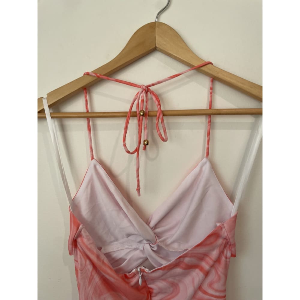 Bnwt saints + secrets size 6 halterneck rouched dress - dresses clothing & fashion - dresses women’s apparel