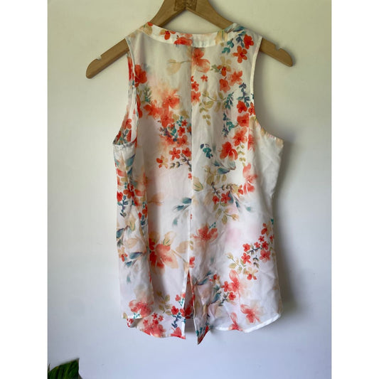 Sanctuary size l coral floral sleeveless top - tank tops condition: used - top women’s apparel
