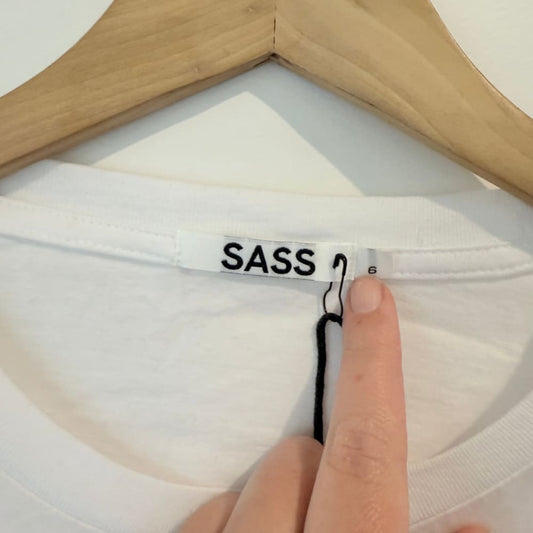 Sass size 6 white cotton love yourself tee - t-shirts top women’s apparel