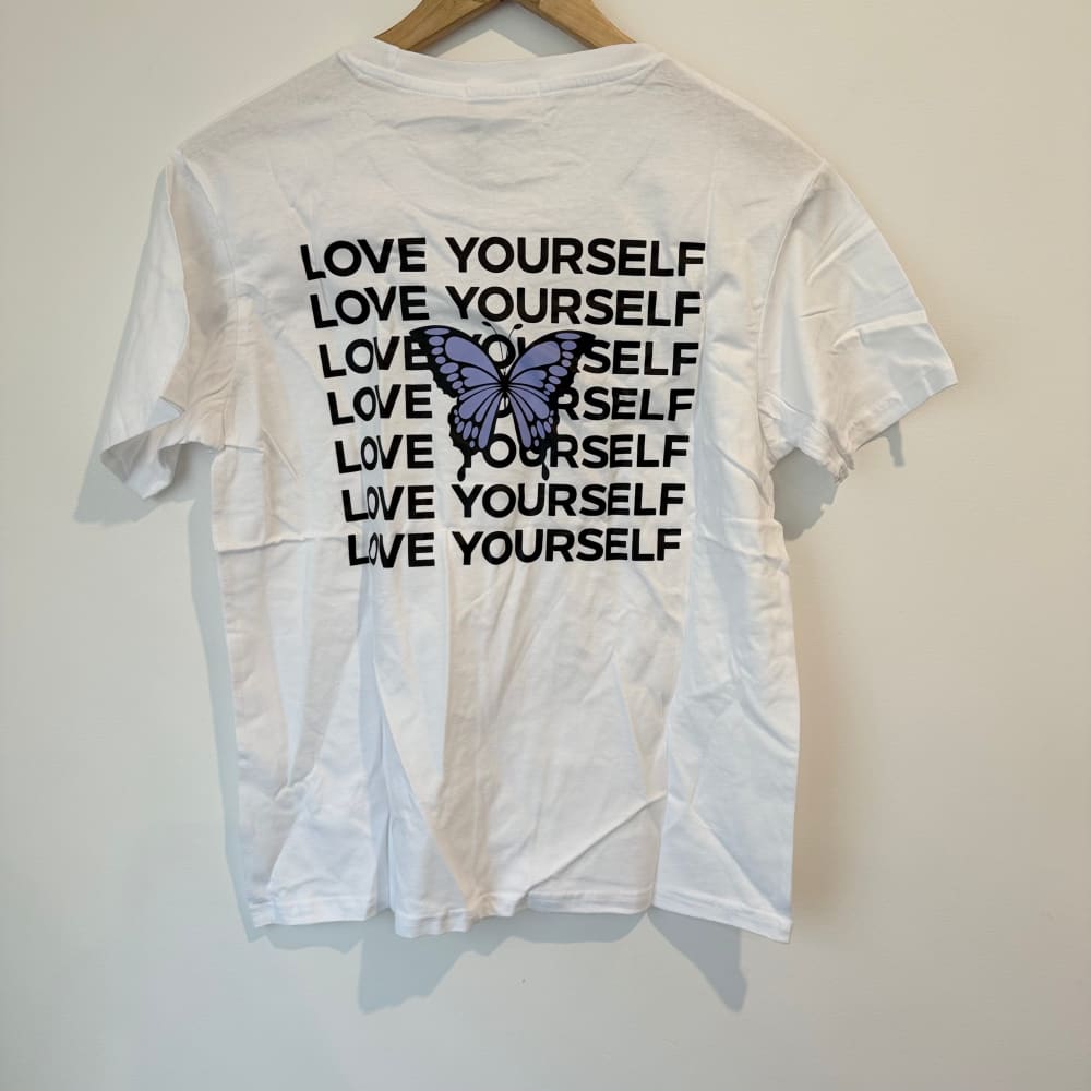 Sass size 6 white cotton love yourself tee - t-shirts top women’s apparel