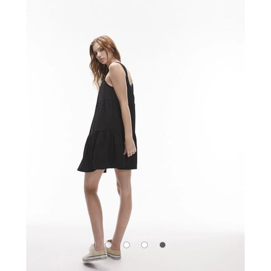 Brand new topshop size m tiered mini textured dress in black - s / 12 - dresses clothing & fashion - dresses - top
