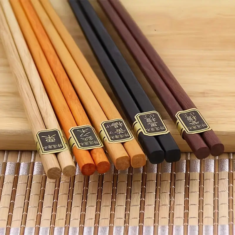 Set of 5 wooden chopsticks – natural reusable dining set - chopsticks home&living materials