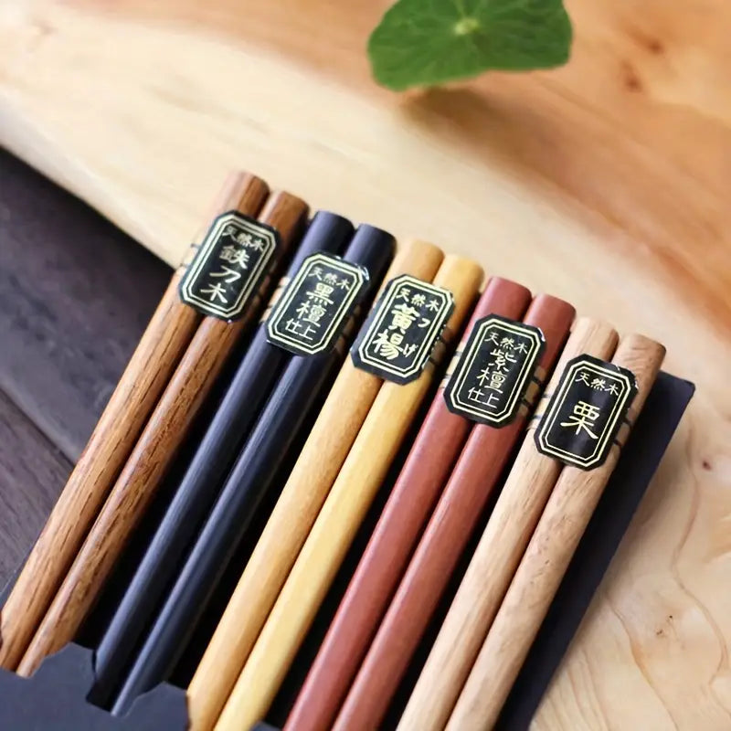 Set of 5 wooden chopsticks – natural reusable dining set - chopsticks home&living materials