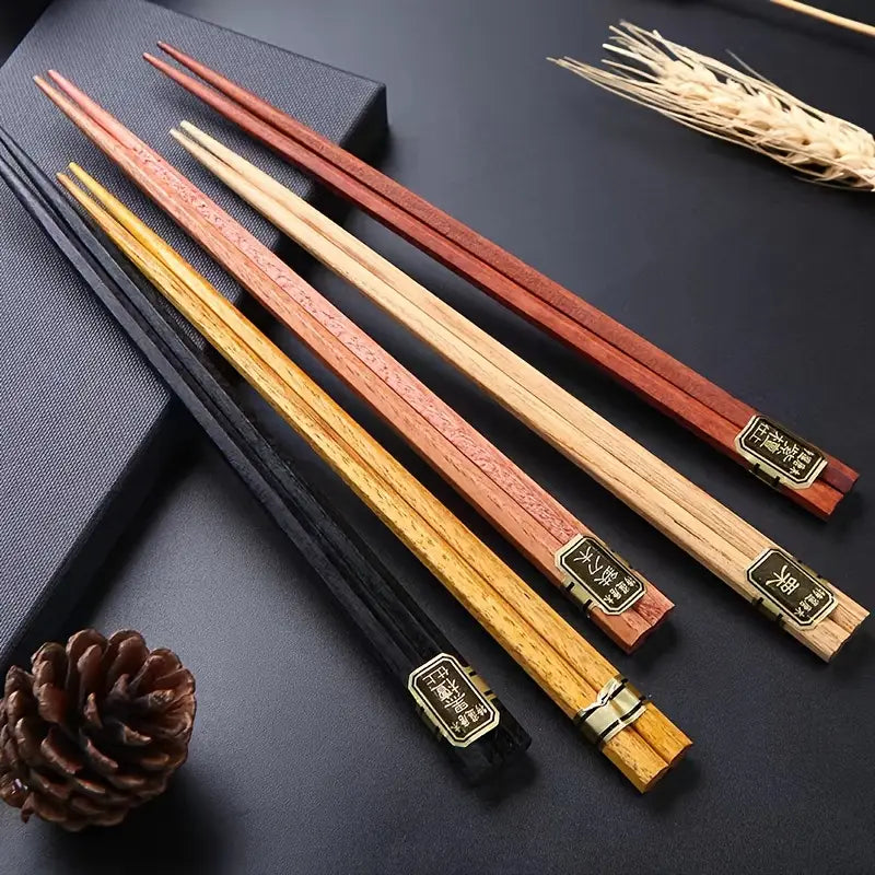 Set of 5 wooden chopsticks – natural reusable dining set - chopsticks home&living materials