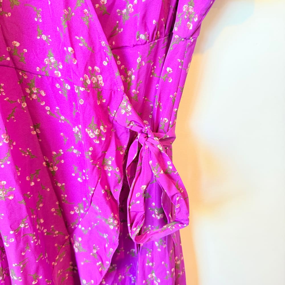 Shein curve 0xl purple floral print wrap midi dress - dresses top women’s apparel