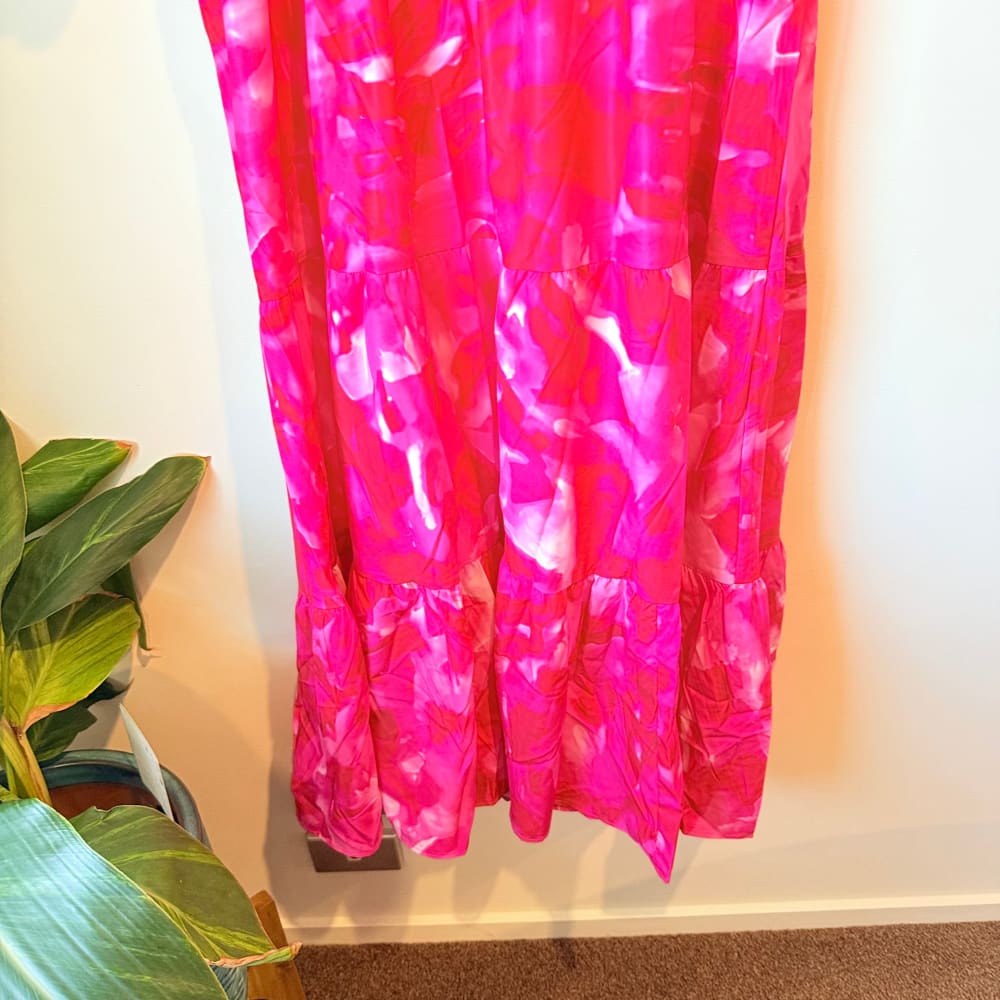Shein curve 2xl pink abstract print maxi dress - dresses top women’s apparel
