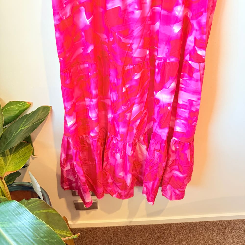 Shein curve 2xl pink abstract print maxi dress - dresses top women’s apparel