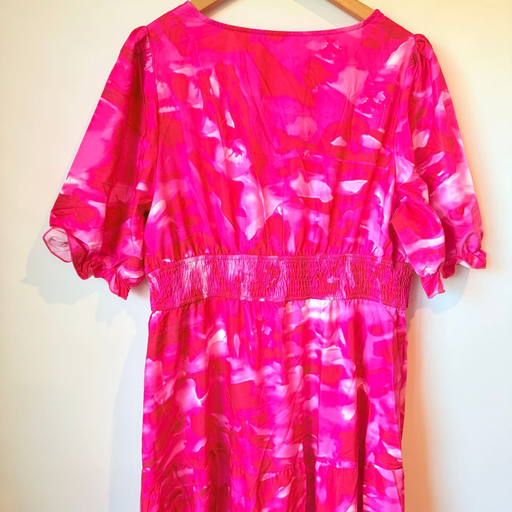 Shein curve 2xl pink abstract print maxi dress - dresses top women’s apparel