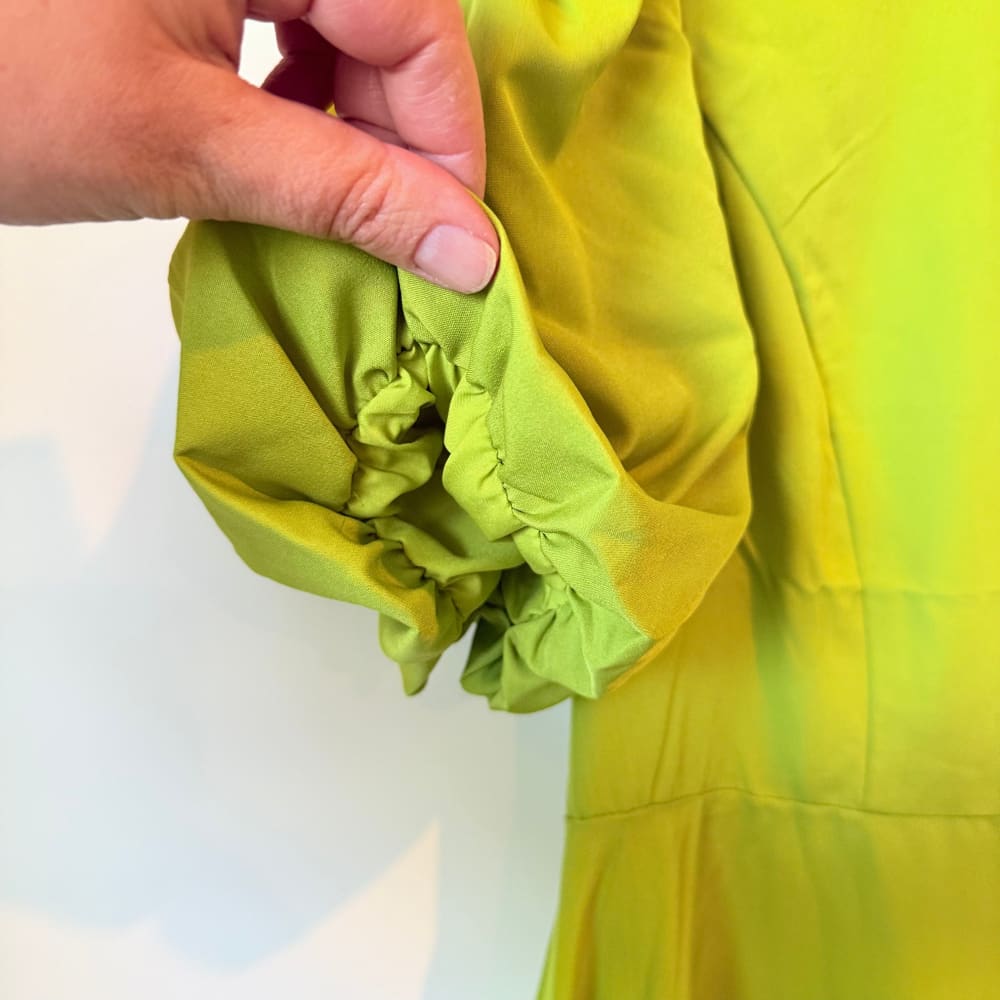 Shein size l lime green puff sleeve midi dress - dresses top women’s apparel