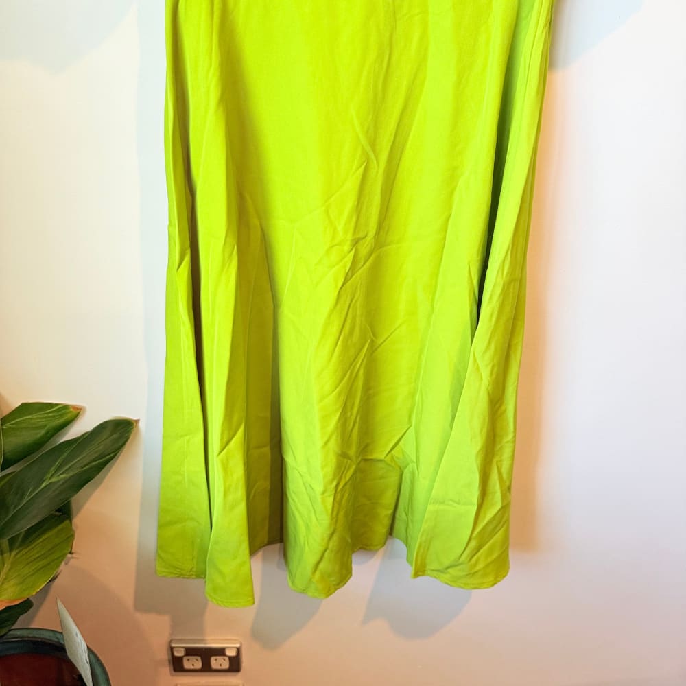 Shein size l lime green puff sleeve midi dress - dresses top women’s apparel
