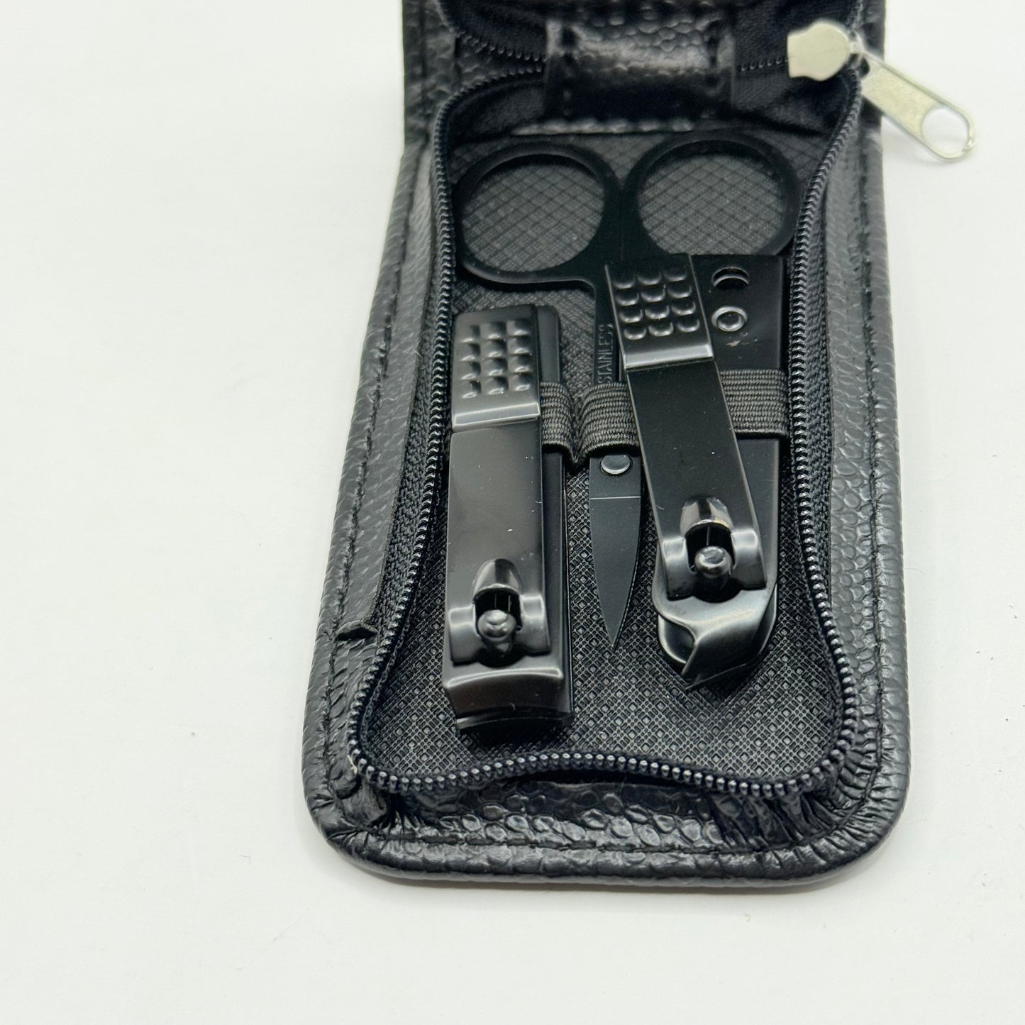 Sleek black portable manicure & pedicure kit case - manicure tool sets health and wellness