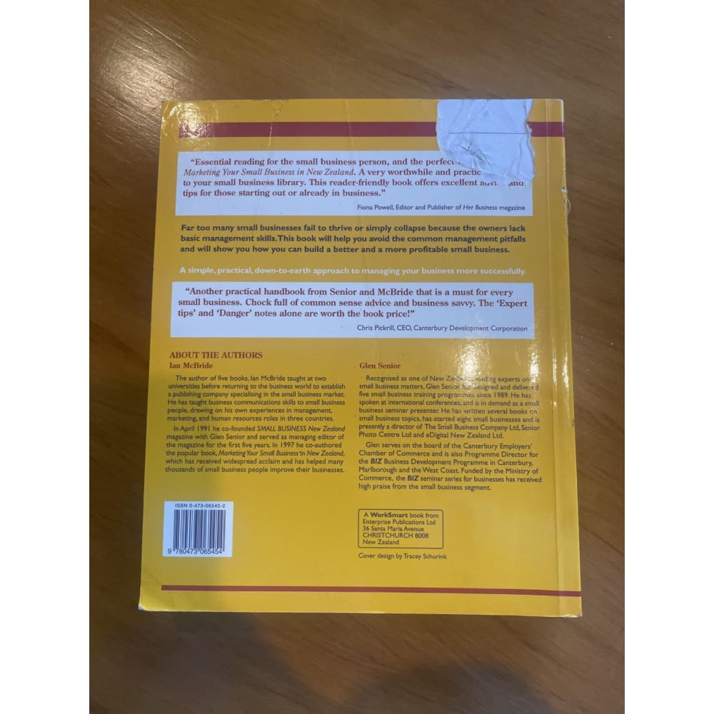 Small business survival tactics - glen senior & ian mcbride - print books book - business - condition: used printed